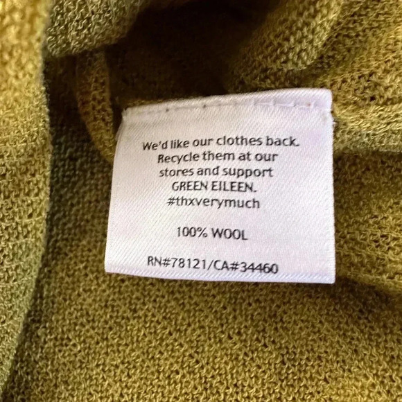 Eileen Fisher green 100% wool V-neck tunic sweater size Medium - Picture 8 of 9
